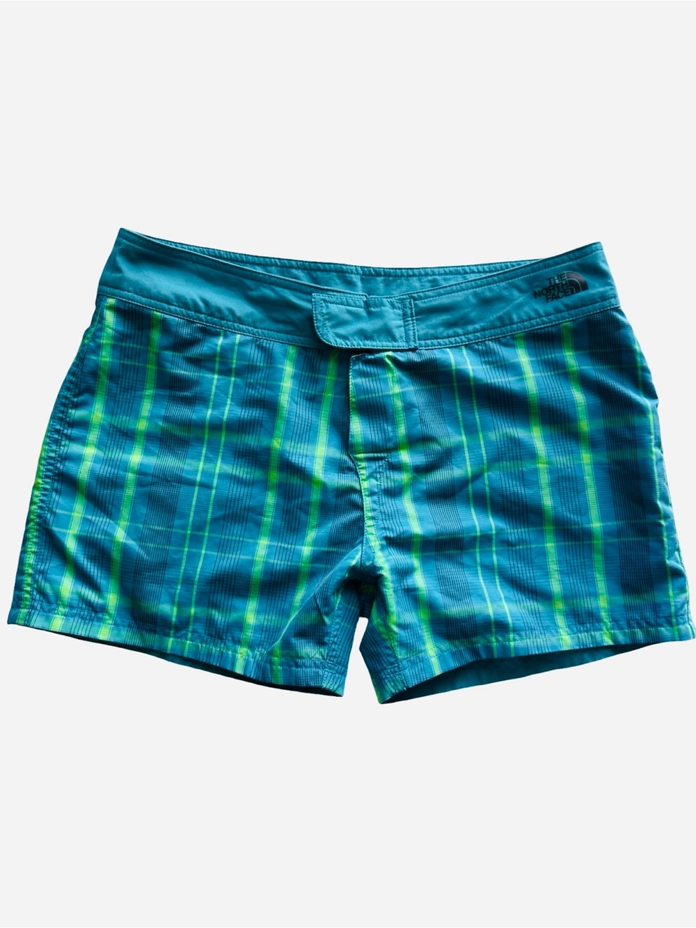 The North Face Teal Shorts with Lime Plaid